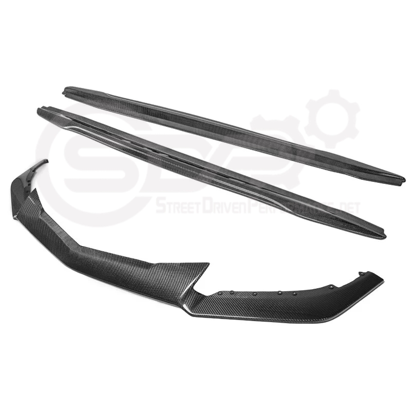 2016-2019 CADILLAC ATS-V CARBON FIBER FRONT SPLITTER & SIDE SKIRTS ROCKER PANELS GROUND EFFECTS